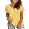 thumbnail image 2 of Delayuji Plus Size V Neck T Shirts Women Short Sleeve Tops Casual Summer Tshirts Loose Fit Tee Yellow Xl Polyester,Spandex Short Sleeve Shirts for Women, 2 of 5