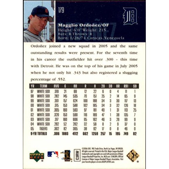 2006 Upper Deck Special F/X Purple #179 Magglio Ordonez /150 MLB Baseball Trading Card