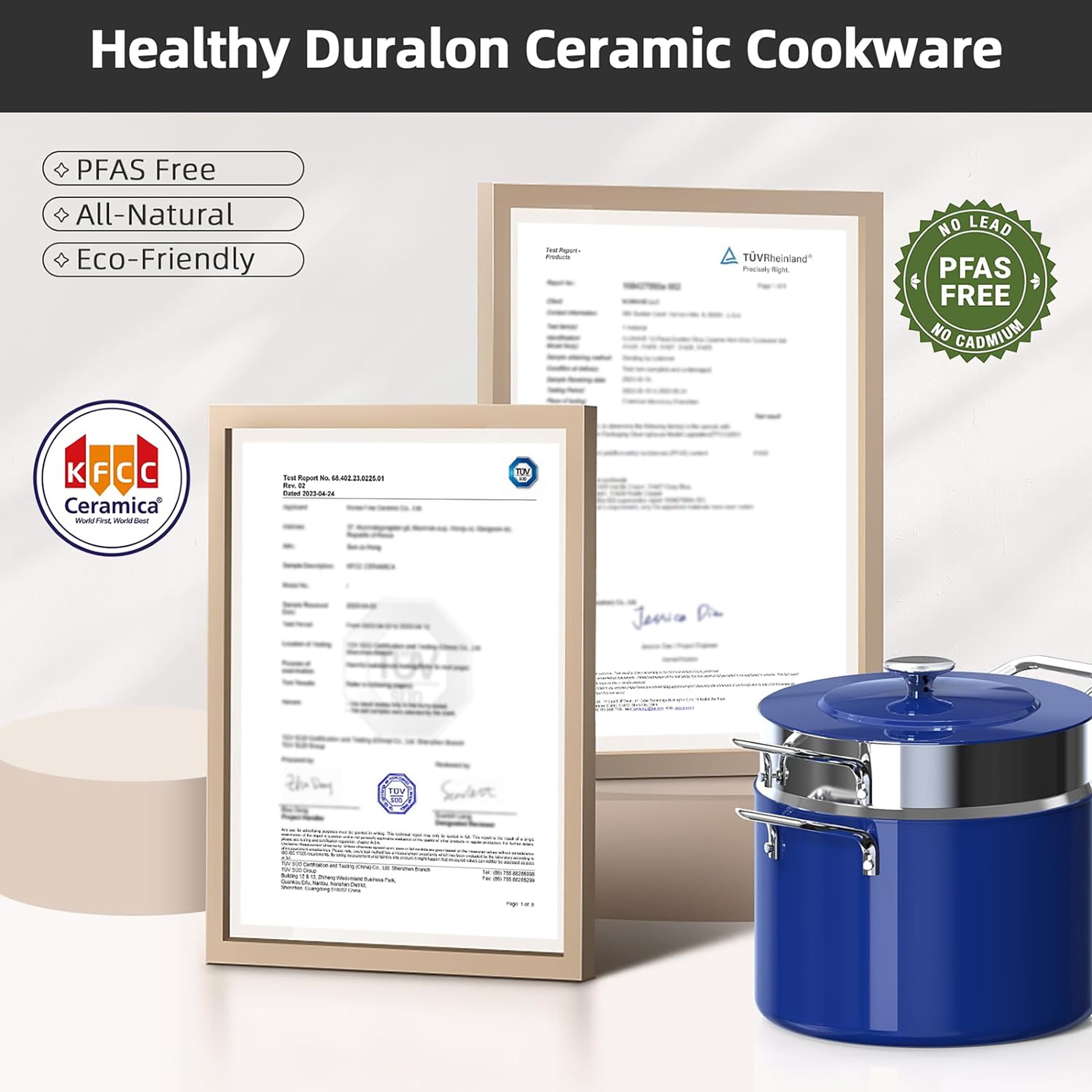 Nuwave 13pc Lux Pots and Pans Set, Healthy G10 Duralon Ceramic Coating Forged Lightweight Ultra Nonstick Cookware Set, Stay-Cool Handles, Works on All Cooktops & Oven, Blueberry