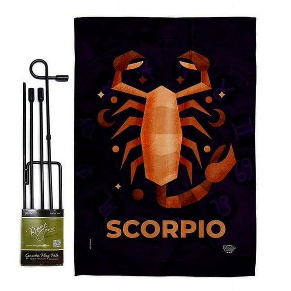 Ornament Collection GS190030-BO 13 x 18.5 in. Scorpio Garden Flag Set for Interests Zodiac Double-Sided Decorative Vertical Flags & House Decoration Banner Yard Gift