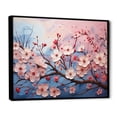 thumbnail image 2 of Designart "Cherry Blossom Harmony Pink and Blue II" Floral Floater Framed Canvas Art Print, 2 of 7