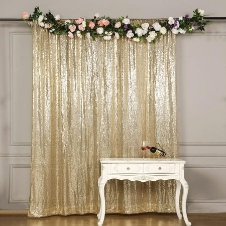 Efavormart 8ft Champagne Sequin Photo Booth Backdrop Photography Backdrop With Rod Pockets