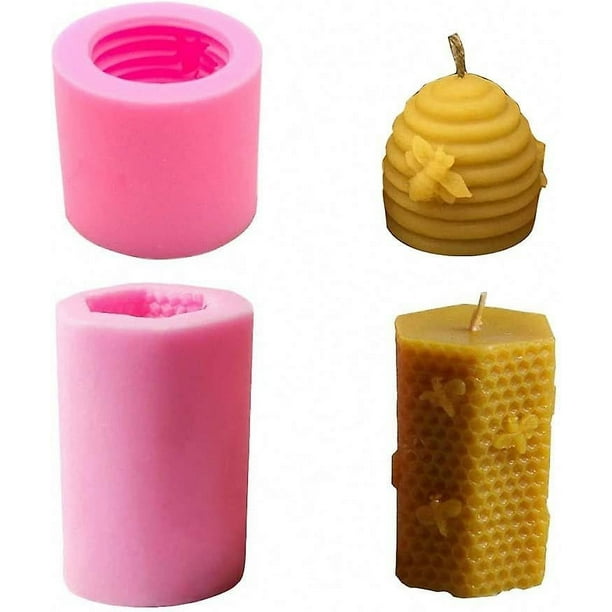 Moldes para velas en forma de panal de abeja en 3D, moldes de silicona para colmena, para velas de cera de abejas caseras, jabón, barras de loción para manos, cera de crayón, colmenas