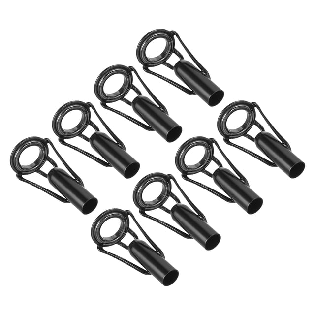 Unique Bargains 5.0mm Stainless Steel Fishing Rod Tip Repair Kit Pole Ring Guide Replacement, Black 8 Pack
