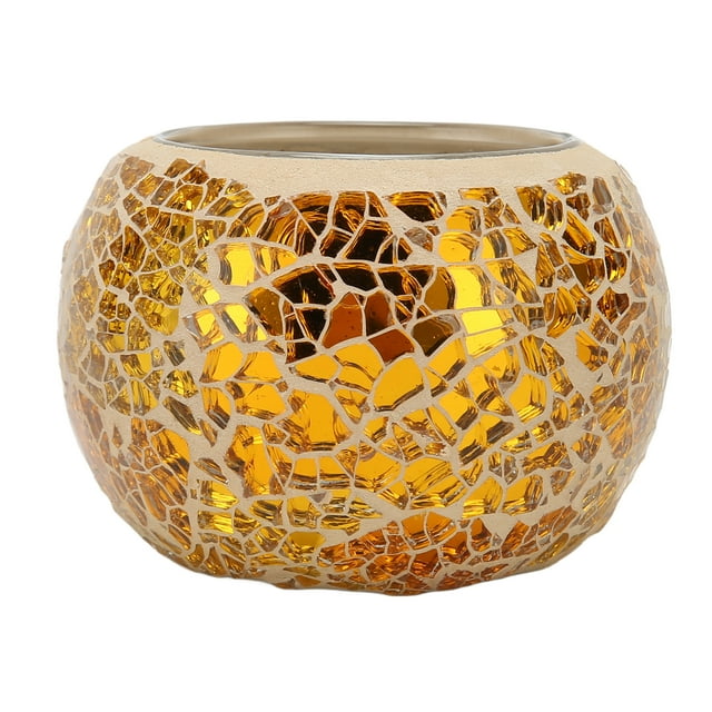Candelabro de mosaico hecho a mano, exquisito y romántico candelabro de vidrio dorado, candelabro para mesa de comedor.