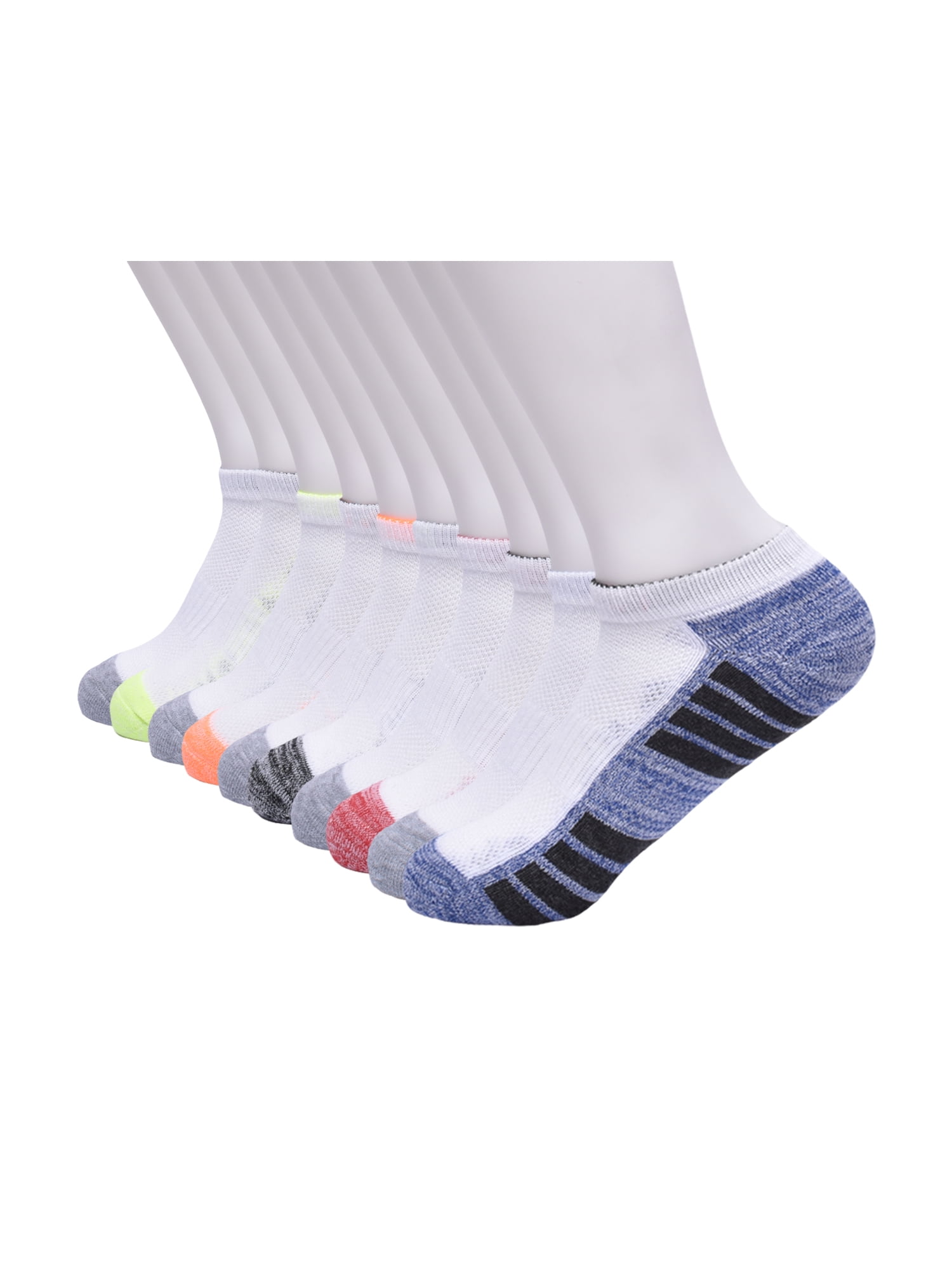 Athletic Works Boys Cushioned No Show Socks, 10-Pack, Sizes S (4.5-8.5) - L (3-9)