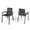 Gray, variant on GDF Studio Cordeaux Outdoor Mesh and Acacia Wood Dining Chairs, Set of 2, Teak and Black