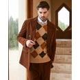 thumbnail image 4 of Kallspin Men's Argyle Crewneck Knit Sweater Wool Blend Long Sleeve Pullover Sweaters(Coffee,4X-Large), 4 of 7