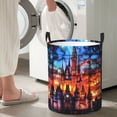 thumbnail image 5 of Gukieu Magical Stained Glass Castle Print Round Dirty Clothes Bag, Waterproof Standing Home Bathroom Storage Basket Car Trunk Storage Bag-Small, 5 of 6