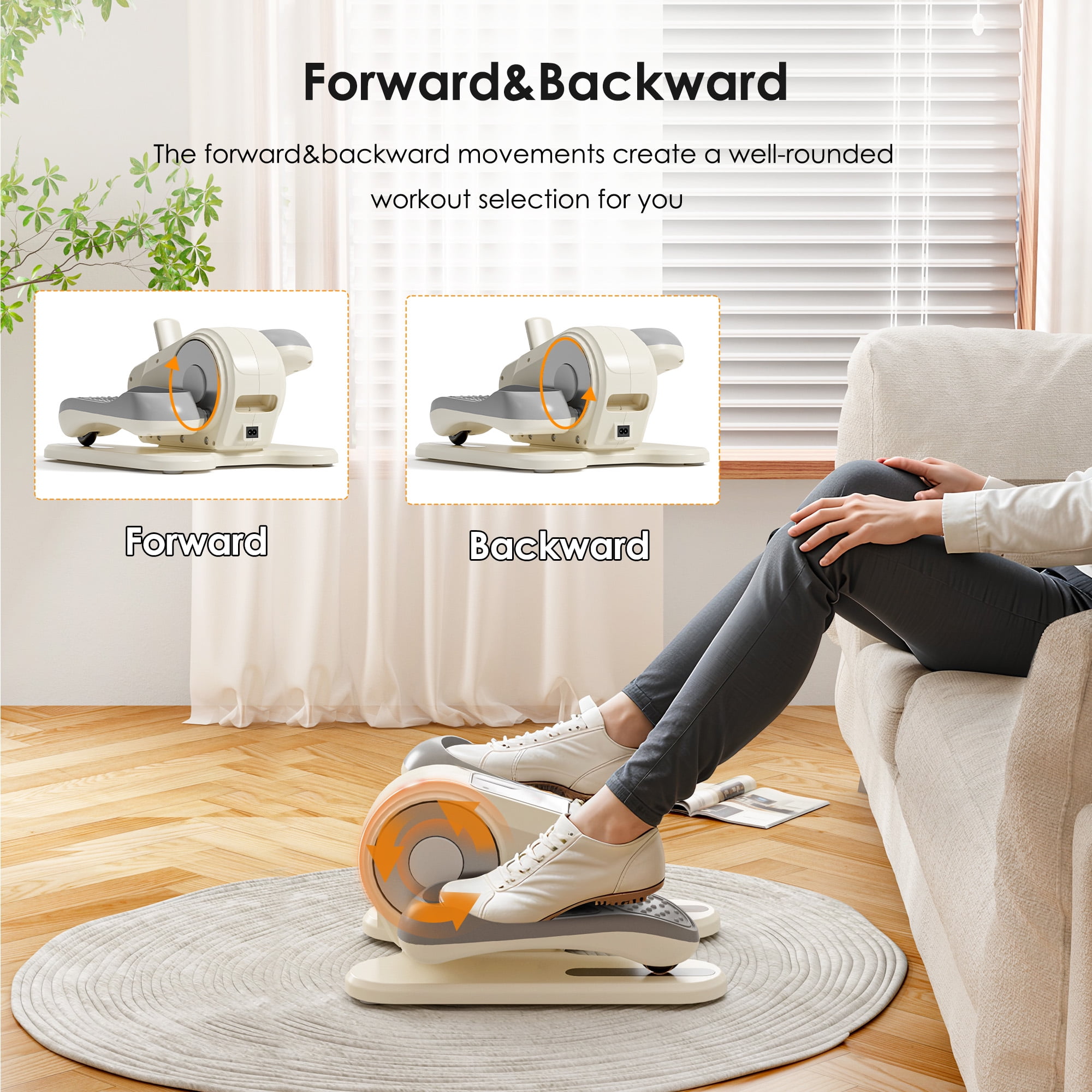 Soges Under Desk Elliptical Machine, Seated Pedal Exerciser for Senior,12 Adjustable Speeds Portable bidirectional Ellipse Exerciser,Ellipse Leg Exerciser with Remote Control and Manual Mode, White