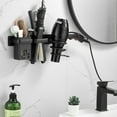 thumbnail image 2 of Bleiou Wall Mounted Hair Dryer Holder - Blow Dryer Holder with Hair Tool Organizer for Easy Access - Space Saving Hair Dryer Wall Mount for Home or Salon Use,Black, 2 of 8