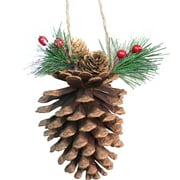 Snow Pine Needles Door Hangers Artificial Berry Pinecone Pendant Twine Decorate Christmas Tree Accessories Decorations