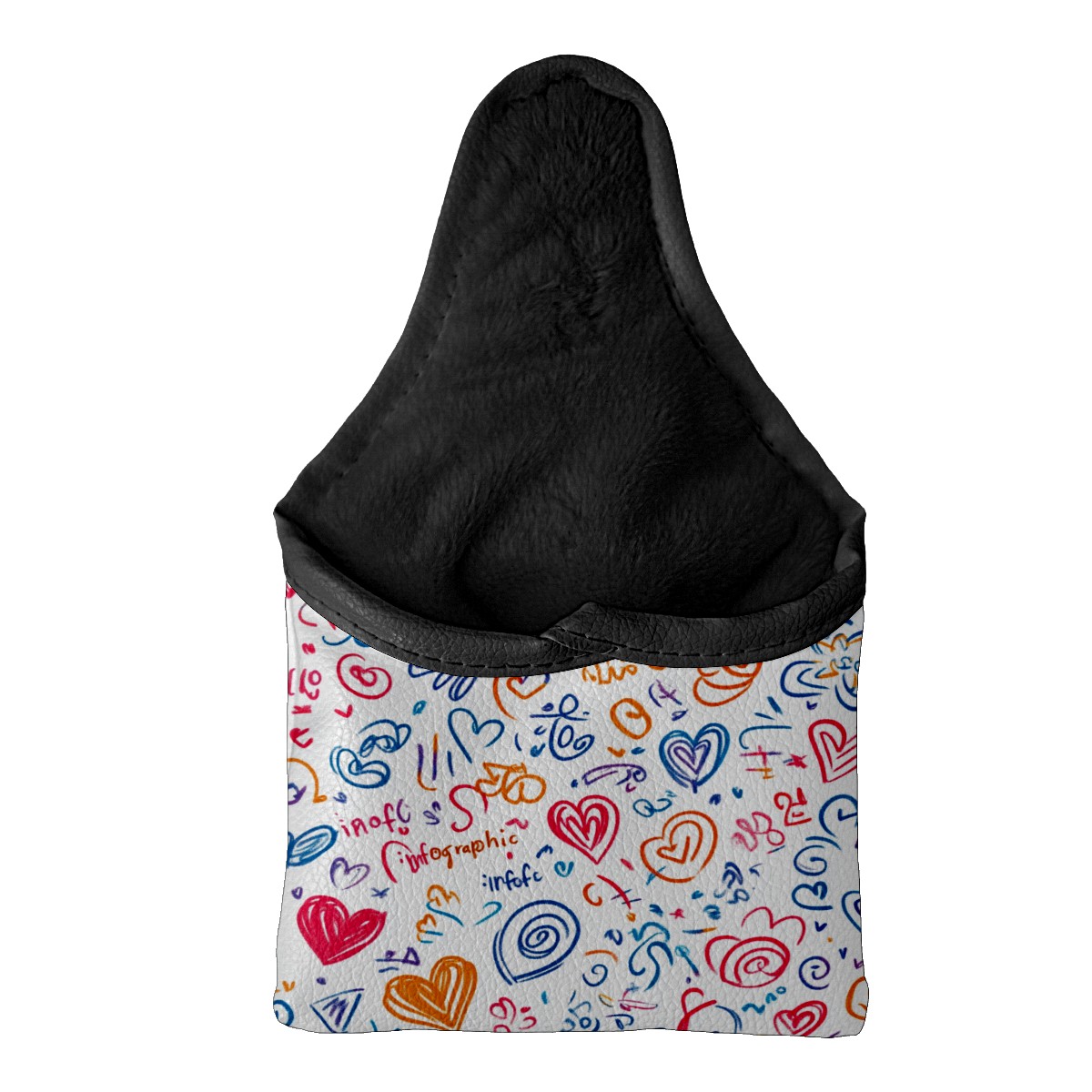 Golf Mallet Putter Cover Premium Leather Waterproof Golf Putter Head Cover with Magnetic Closure Graffiti Style Pattern