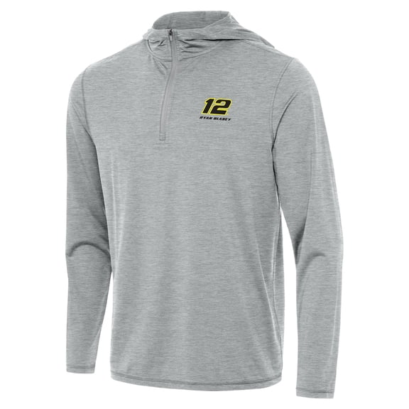 Men's Antigua  Heather Gray Ryan Blaney Tidy Quarter-Zip Hoodie