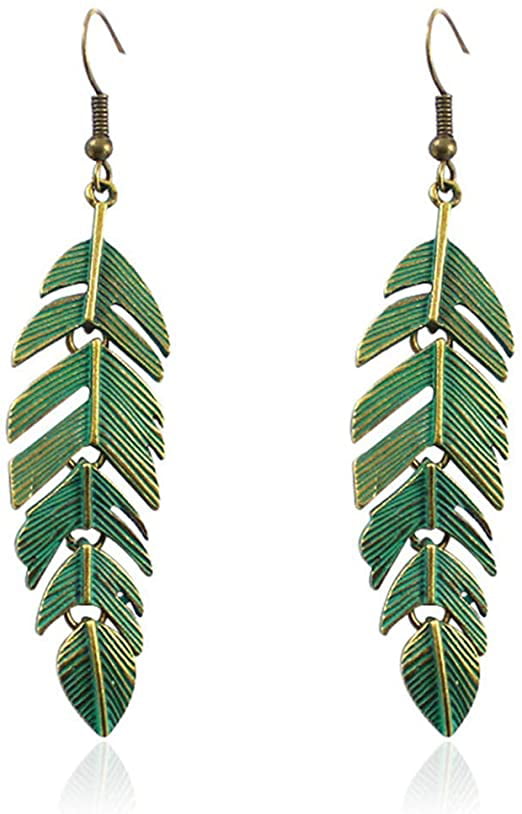 Bohemian Leaf Feather Earrings Cute Charm Women/Girl Light Dangle Eardrop 