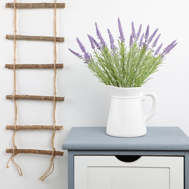 Tallos artificiales de lavanda | Flores artificiales realistas para decoración del hogar | Paquete de 2 ramos morados y rosas para centros de mesa y arreglos florales
