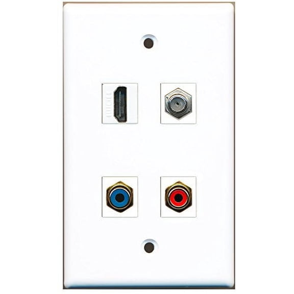 RiteAV - 1 Port HDMI 1 Port RCA Red 1 Port RCA Blue 1 Port Coax Cable TV- F-Type Wall Plate