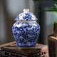 thumbnail image 4 of Tarro de jengibre de azul y blanca esmaltado pintado a mano con tapa arreglo floral estilo oriental tarro de tradicional multiusos, 4 of 8