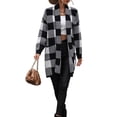 thumbnail image 5 of Arvbitana Women's Long Sleeve Knitted Cardigan Plaid Print Front Open Sweater Loose Soft Coat Casual Outwear for Spring Autumn, 5 of 7