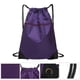 thumbnail image 2 of Bolsa impermeable con cordón para gimnasio, con cremallera exterior, para playa y gimnasio Púrpura, 2 of 9
