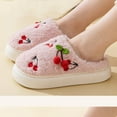 thumbnail image 4 of Xfvqtps Womens Furry Slippers Large Size Soft Fleece Cute Cherry Thick Bottom Memory Foam Soft Sole Comfortable Non-Slip Warm Winter Home Slippers Pink, 4 of 7