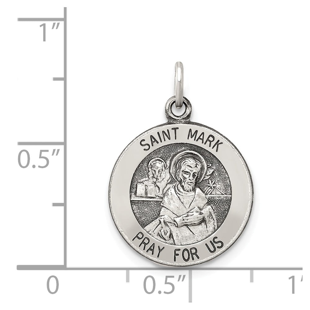 Solid 925 Sterling Silver Vintage Antiqued Catholic Patron Saint Michael Pendant Charm Medal 20mm x 15mm
