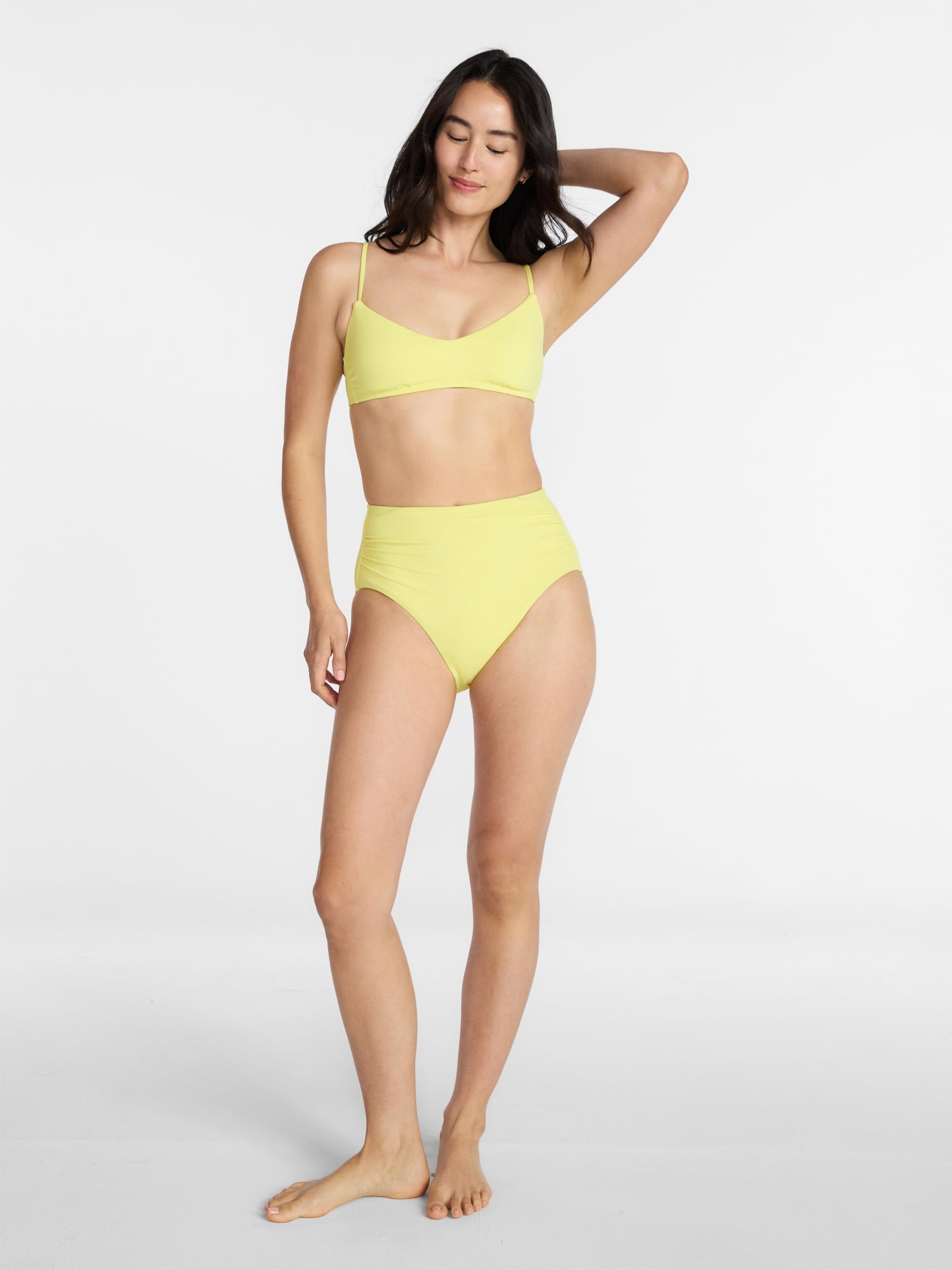 Time and Tru Women's and Women's Plus Ribbed Bralette Bikini Top, Sizes XS-3X