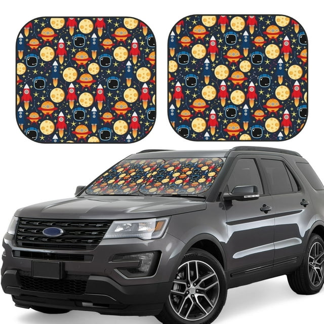Vsdgher Colorful Astronomy Print Car Windshield Sun Shade, Reflective Sunshade Window Sunshade Sun Visor Protector Fit for Cars,Trucks,SUVs-Large