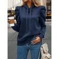 thumbnail image 5 of Women's Casual Puff Long Sleeve Hoodie Lightweight Pullover Tops Padded Shoulder Solid Loose Sweatshirt Fall Outfits, 5 of 5
