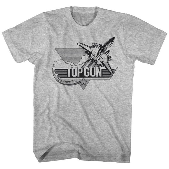 Top Gun BLK-Front Print-Gray Adult Short Sleeves T-Shirt 3XL