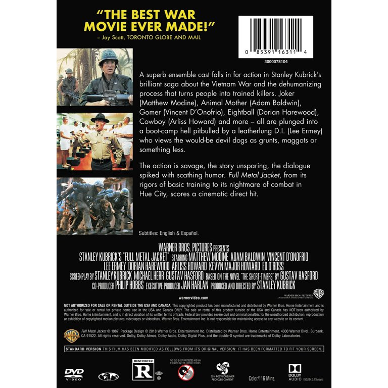 SDS, Full Metal Jacket DVD, 117 min, Color, Full Screen, Warner
