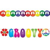 Peace Sign & Groovy Banner Garlands for Tie Dye Hippie and 60's Party Decorations (Set of 2)