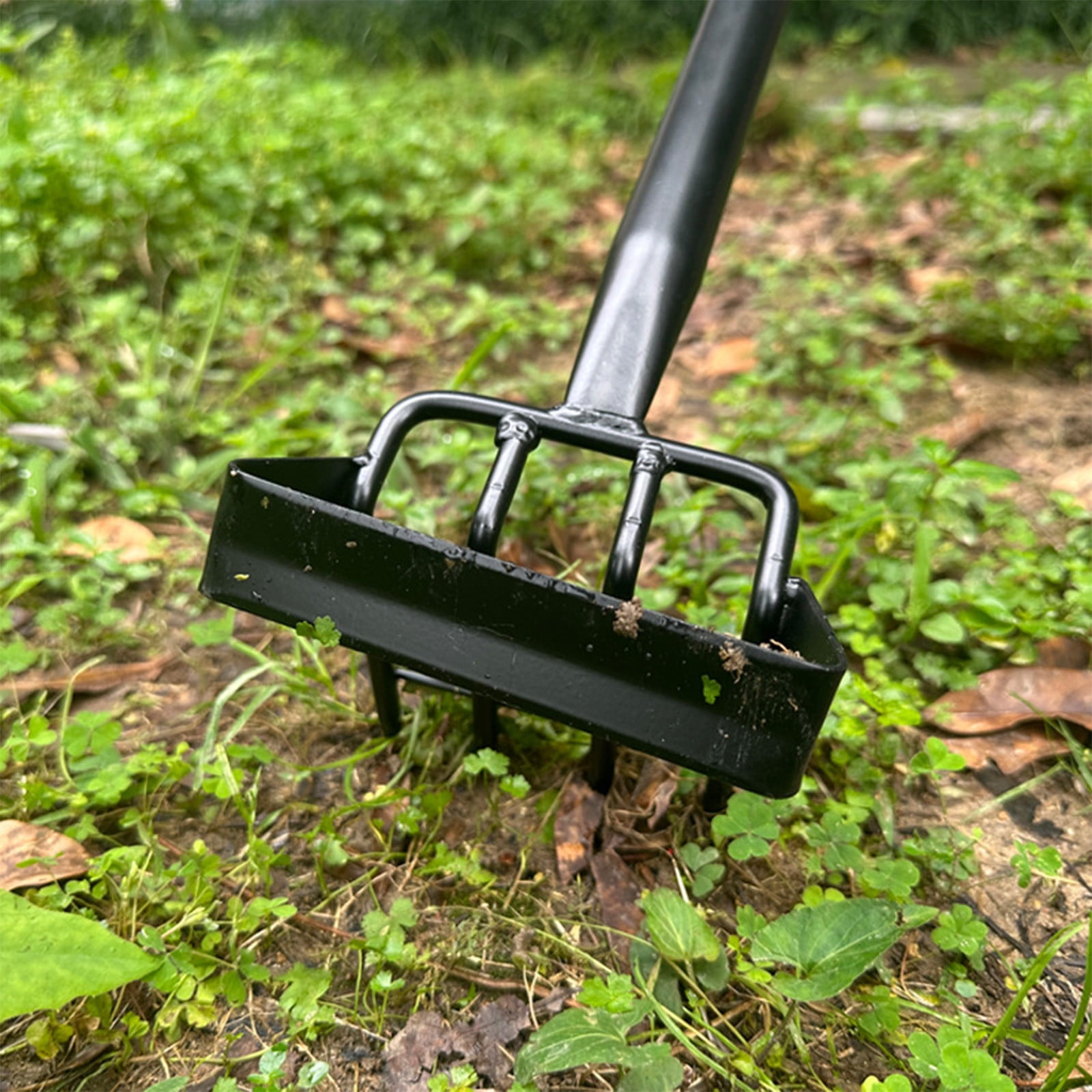 PPgejGEK Stainless Steel Weeding Rake for Gardening Long Handle 49.21 Inches Total Size Efficient Manual Cultivator Tool Sharp Blade Sturdy Construction Easy Assembly Outdoor Yard Work Essential