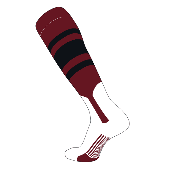 TCK Elite Baseball Knee High Stirrup Socks (C, 7in) Cardinal, Black (L)