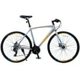 thumbnail image 4 of 24 Speed Road Bike Hybrid Bike with Lightweight Aluminum Frame, Mens Bike with 700C Wheels, Dual Disc Brake, Silver, 4 of 9