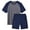 Dark Gray with Navy Blue, variant on Pjs Men's Pajamas Set Short Sleeve Top and Shorts with Pockets Loungewear 2-Piece for Men Dark Gray with Carbon gray L