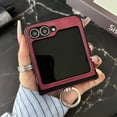 thumbnail image 4 of Designed for Samsung Galaxy Z Flip 5 Magnetic Phone Case,360°Rotatable Finger Ring Kickstand,Compatible with Mag-safe,PU Leather Shockproof Durable Anti-Scratch Phone Case,Red, 4 of 17