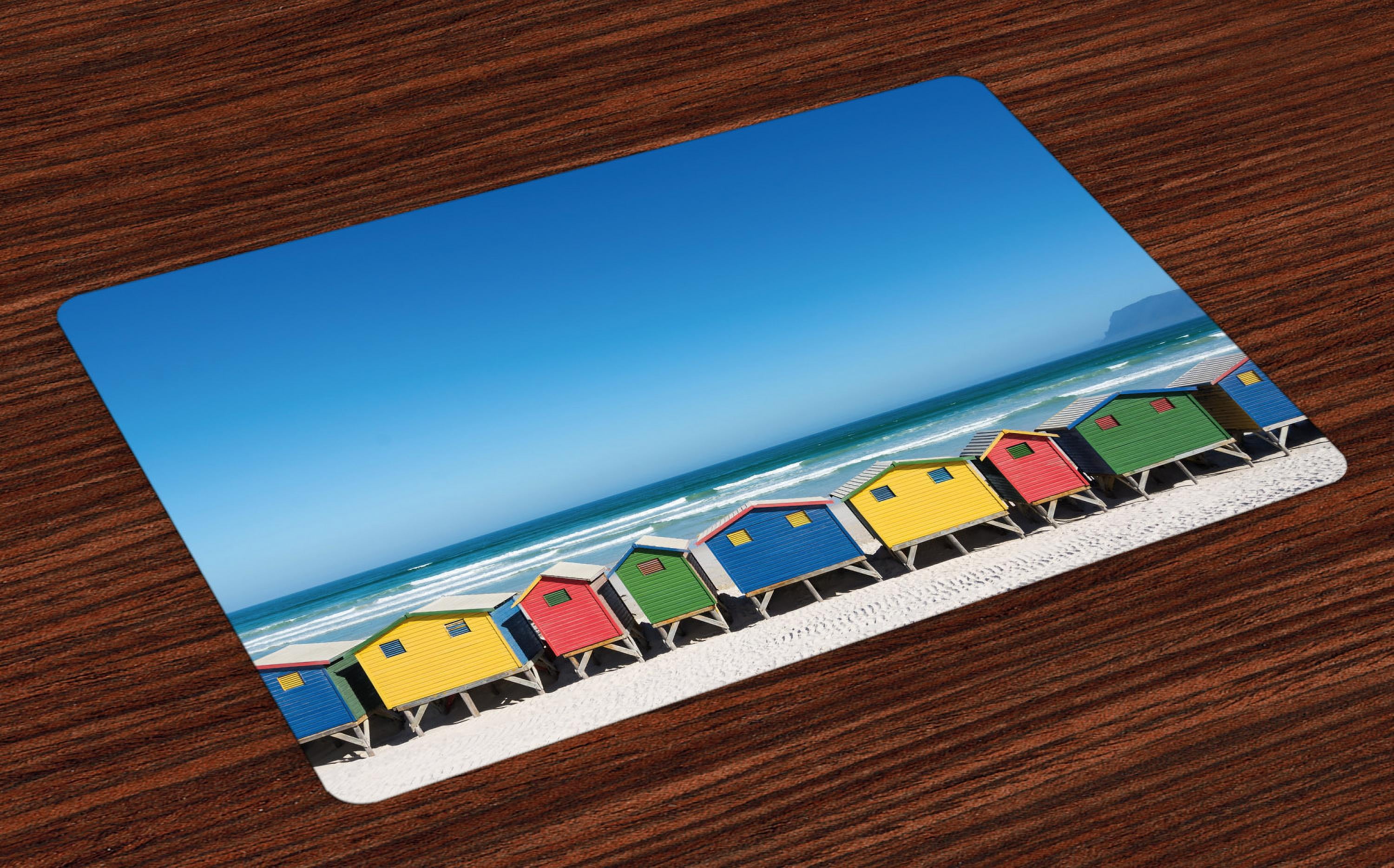 Travel Placemats Set of 4 Colorful Bathhouses at Muizenberg Cape Town