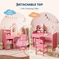 thumbnail image 3 of Yeshouse Toddler Vanity Set with Lighted Mirror, Bookshelf, Storage Cabinet & Shelves for Girls, 3 of 7