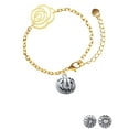 thumbnail image 2 of Delight Jewelry Silvertone 3-D Large Jack O' Lantern with Leaves Gold-tone Flower Link Chain Bracelet, 6.75"+2" Extender, 2 of 4