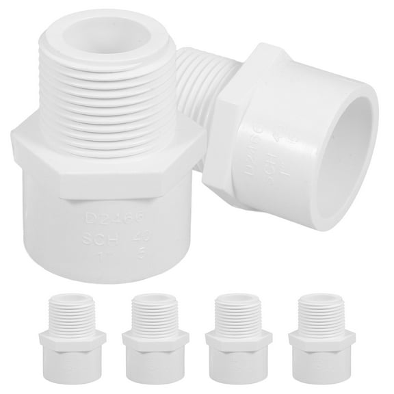 KONTONTY White PVC Pipe Connector with NPT Male Threads for Reliable Plumbing Connections 33.4mm