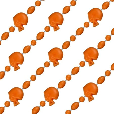Blinkee NMFHBN12-OR Football Helmet Non Metallic Bead Necklaces, Orange - Pack of 12