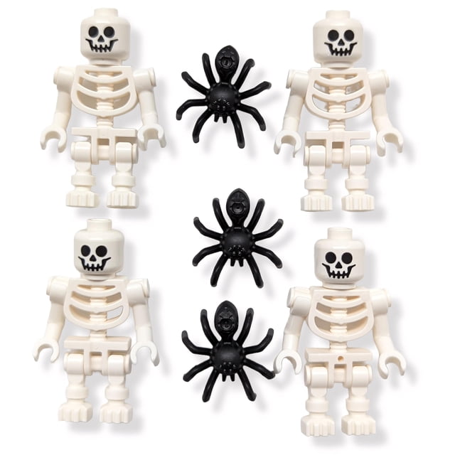 Accesorios LEGO: espeluznantes minifiguras de esqueletos de Halloween (paquete de 4) con arañas adicionales