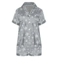 thumbnail image 4 of ManxiVoo Women's Floral Print Sleepwear Set Soft Short Sleeve Top and Comfy Shorts Pajamas for Lounge and Relaxation XXXL Size Grey, 4 of 4