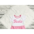 thumbnail image 3 of Barbie Cotton lycra white and pink dress,toddlers and girl Barbie pink dress, 3 of 5