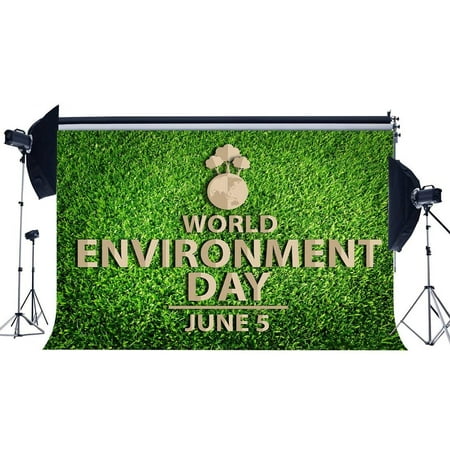 Image of ABPHOTO Polyester 7x5ft World Environment Day Backdrop 5th June Protect the Earth Backdrops Green Grass Meadow Nature Spring Photography Background for Volunteer Labor Day Photo Studio Props