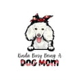 thumbnail image 2 of Camiseta informal de manga corta y cuello redondo para mujer con estampado de perro y flores - "Kinda Busy Being a Dog Mom" - Tejido de algodón cómodo para todas las estaciones, ideal para el tiempo l, 2 of 6