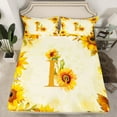 thumbnail image 2 of jejeloiu Initial Letter L Twin Sheet Sets,Vintage Country Sunflower Twin Fitted Sheet,Rustic Farmhouse Cabin Flat Sheet For Girl,Breathable Bedroom Decoration,3-Piece, 2 of 7