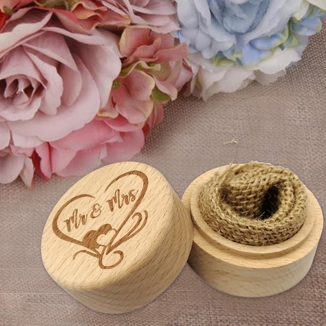 Iumwxz 1pcs Personalized Retro Ring Box Wedding Valentines Wooden Jewelry Box