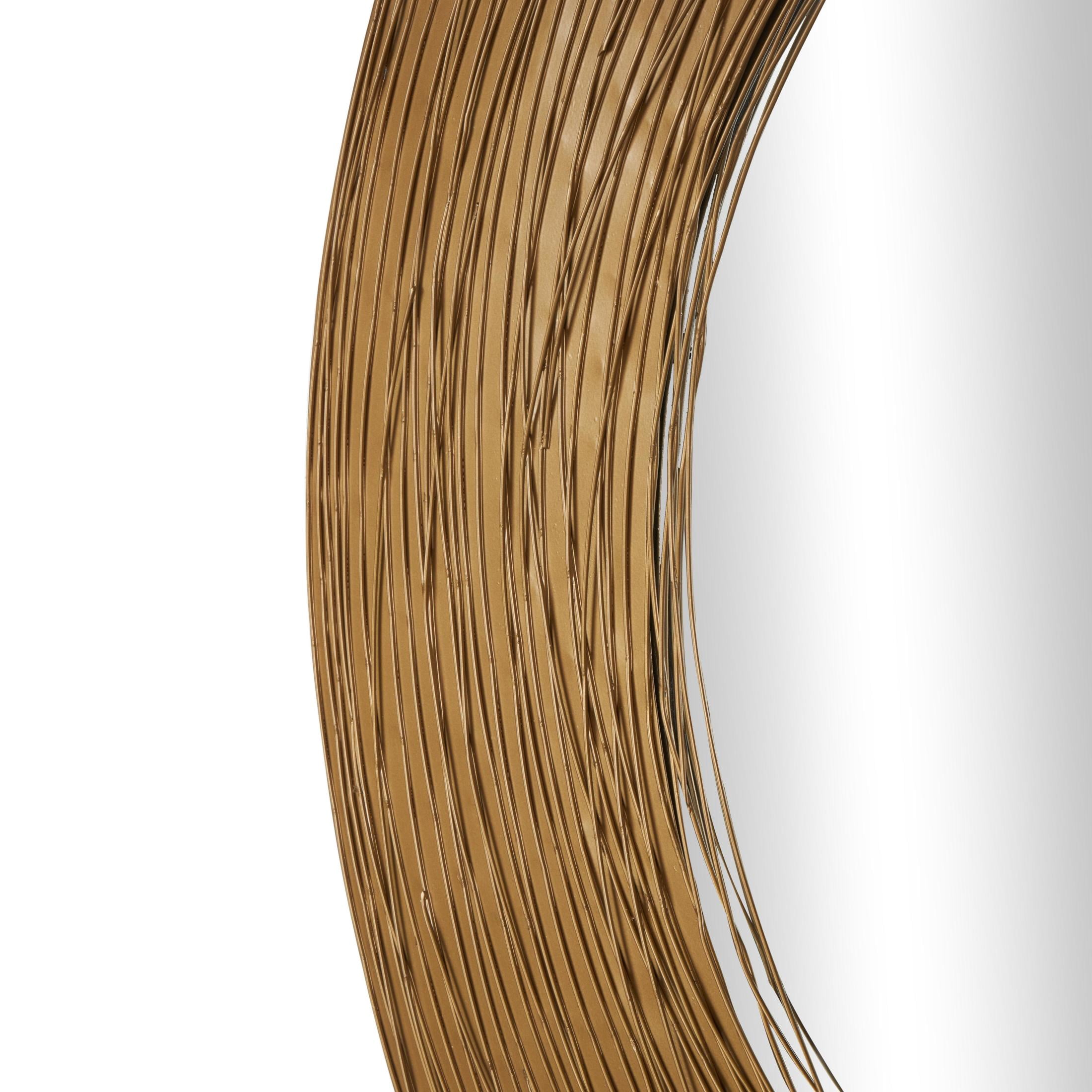 DecMode 35" x 35" Gold Abstract Wall Mirror with Overlapping Wire Rings